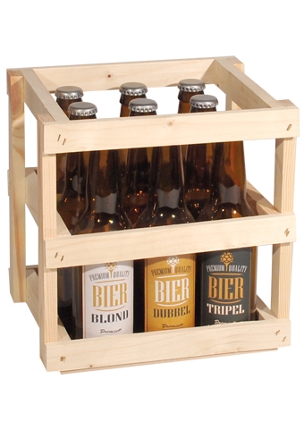 [1180014] Bierverpakking Bierkratjes Hoog 9 Flesjes 19.1x18.2x24cm 10stuks