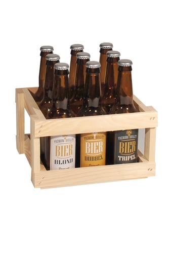 [1180015] Bierverpakking Bierkratjes Laag 9 Flesjes 19x18x13.2cm 10stuks