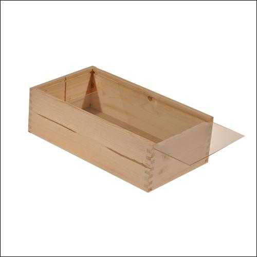 [1170477] Wijnkist 2 Fles Schuifdeksel & Venster 34x18.2x9cm 10stuks