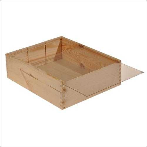 [1170484] Wijnkist 3 Fles Schuifdeksel & Venster 34x27x9cm 10stuks