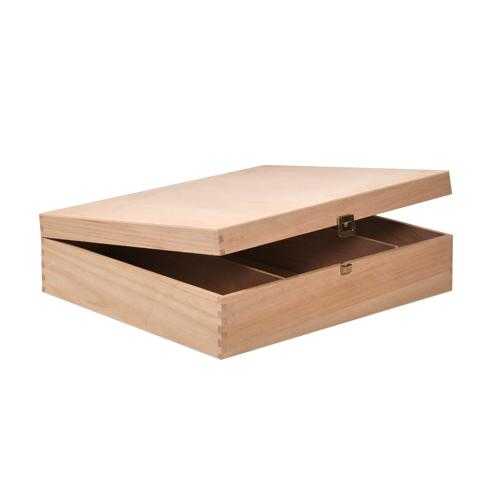 [1170489] Wijnkist 4 Fles Scharnierkistje 33.5x25.5x10.1cm 10stuks