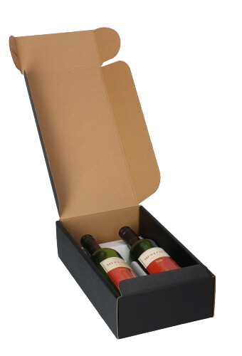 [K1170610] Luxe Wijndozen Ferro Zwart voor 2 fles 34x18.5x9cm 30stuks