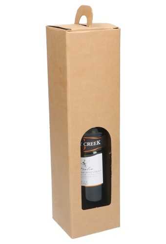 [K1170602] Wijndozen Vigo Kraft voor 1 fles & Venster 9x9x34cm 50stuks