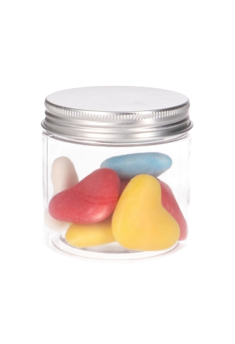 [K1590006] Plastic Potje Met Zilveren Schroefdeksel 7x7cm inhoud 200ml 6stuks