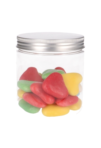 [K1590008] Plastic Potje Met Zilveren Schroefdeksel 9.5x10cm inhoud 515ml 6stuks