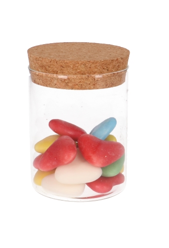 [K1590013] Glazen Potje Rond Recht Model Kesara Met Kurkje 8x10cm 6stuks