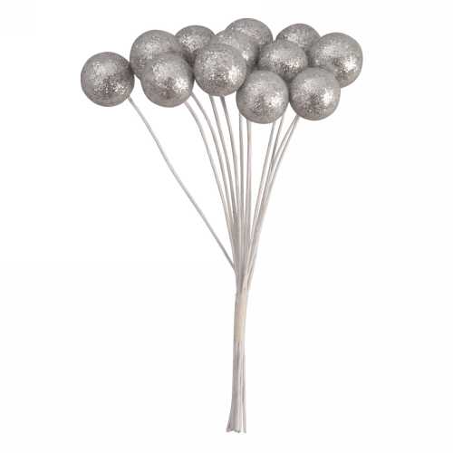 [K1340230] Kado Decoratie Balls Shiny Zilver Met IJzerdraad 72stuks