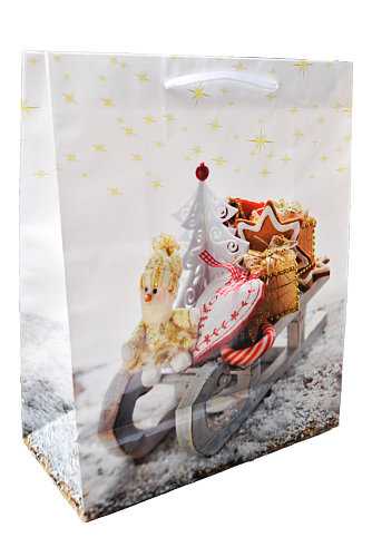 [K1330123] Kersttasjes Groot Sleetje 26.5x13.5x32.5cm 12stuks