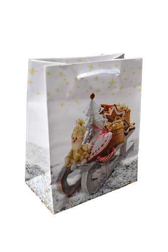 [K1330132] Kersttasjes Klein Sleetje 11x6.5x14.5cm 12stuks