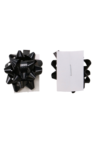 [K1370041] Mini Bows Strik Rond 35mm Lak Zwart Met Plakker 100stuks