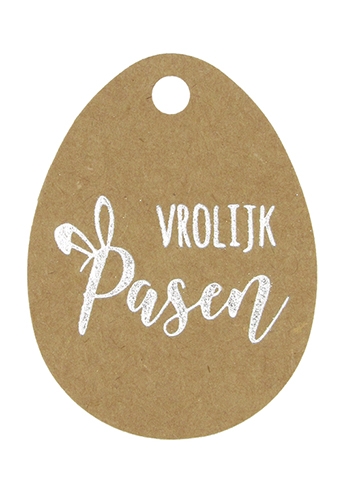 [K1020428] Kadokaartje Kraft Vrolijk Pasen Zilver 5x3.8cm 50stuks