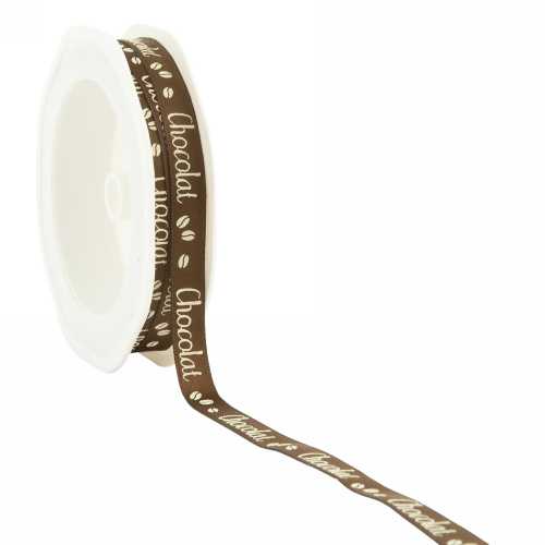 [K1390361] Luxe Satijn Lint Chocolat Creme & Bruin Chocolade 10mm x20meter