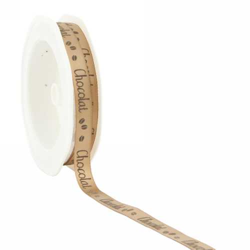 [K1390362] Luxe Satijn Lint Chocolat Bruin & Zand 10mm x 20meter