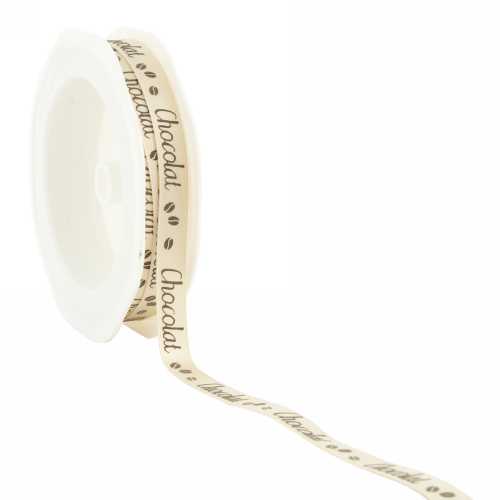 [K1390363] Luxe Satijn Lint Chocolat Bruin & Champagne 10mm x 20meter