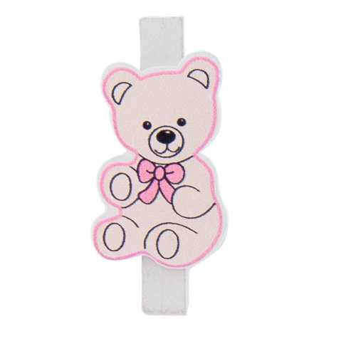 [K1340251] Houten Decoratie Baby Beertjes Roze Met Knijper 8stuks OP IS OP
