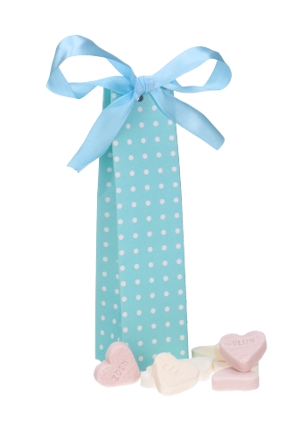 [K1270855] Geschenkdoosjes Tube Blauw Dots & Lint 3.5x3.5x14cm 25stuks