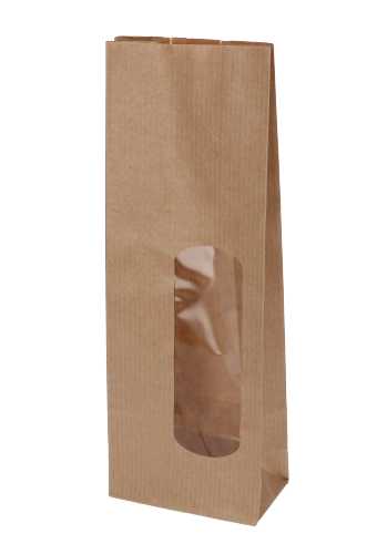 [K1240043] Blokbodemzakjes Kraft & Lange Venster Sealbaar 7x4x20cm 100stuks