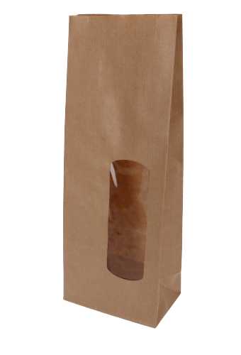 [K1240045] Blokbodemzakjes Kraft & Lange Venster Sealbaar 10.5x6.5x27.5cm100st