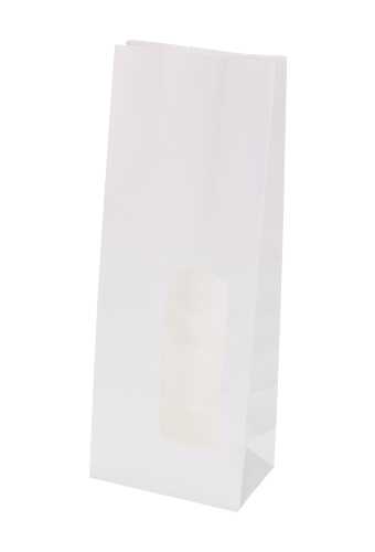 [K1240048] Blokbodemzakjes Wit & Lange Venster Sealbaar 8x5x24cm 80gr 100stuks