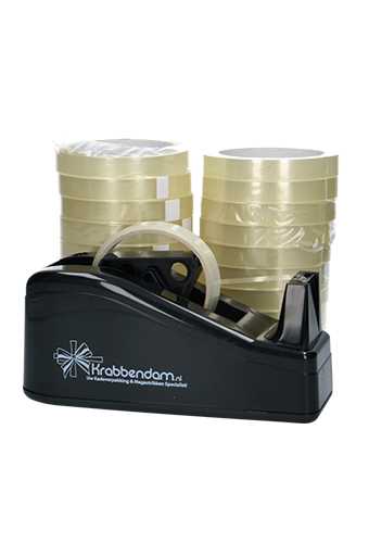 [K1030020-AKTIE] Plakband Transparant 15mm x 66meter 20stuks Met GRATIS Plakbandhouder