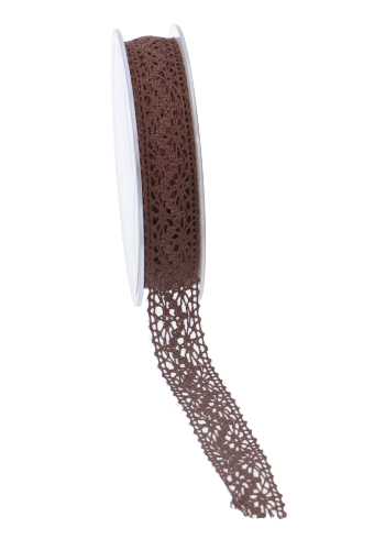 [K1390356] Luxe Kadolint Trendy Gehaakt Kant Chocolade Bruin 22mm x 10meter