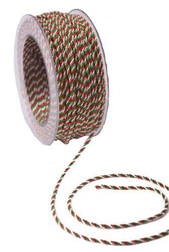 [K1010205] Lint Stof Touw Italie Groen Wit Rood 2mm x 50meter