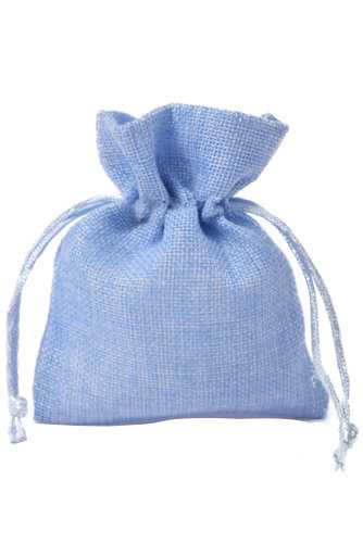 [K1070557] Kadozakjes Canvas Linnen Blauw Met Koord 9cm x 12cm 10stuks