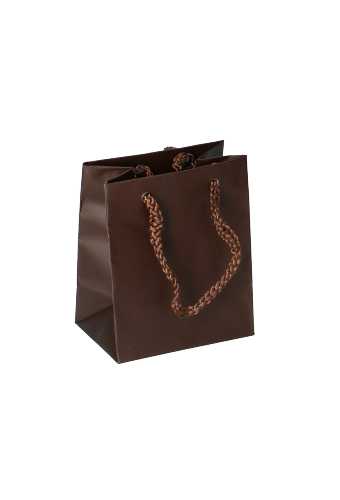 [K1110450] Kadotasjes Latina Mat Bruin Met Koord 10x6.5x12cm 12stuks