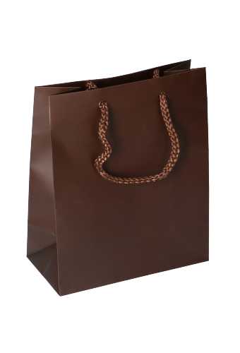 [K1110451] Kadotasjes Latina Mat Bruin Met Koord 16x8x19cm 12stuks