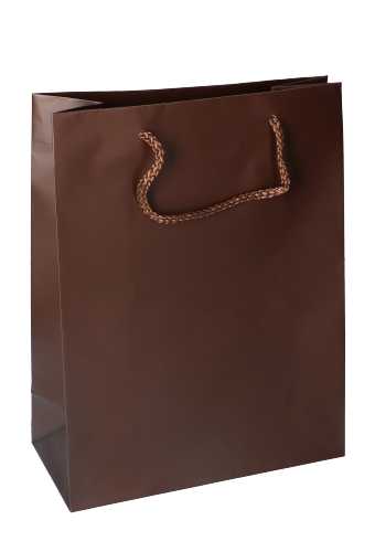 [K1110452] Kadotasjes Latina Mat Bruin Met Koord 22x10x29cm 12stuks