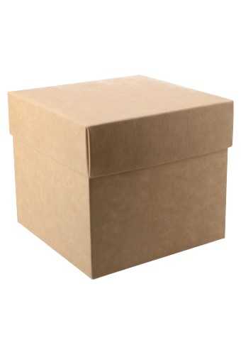[K1360291] Kubus Kadodoosjes & Deksel Mat Kraft KrabBon 10x10x9cm 500gr 25stuks