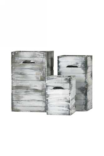 [161106] Kisten Set 3-delig hoog & Old Look Vuren 5stuks