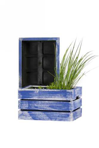 [161169] Waterkist Blauw Grenen 22x30x39cm 12stuks