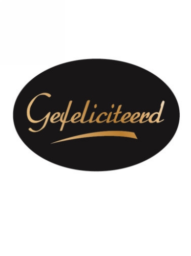 [K1210065] Etiketten Feest Gefeliciteerd Zwart 3.7x2.5cm 500stuks