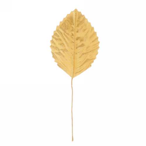 [K1340320] Kado Decoratie Pick Leafs Goud 6cm Met IJzerdraad 144stuks