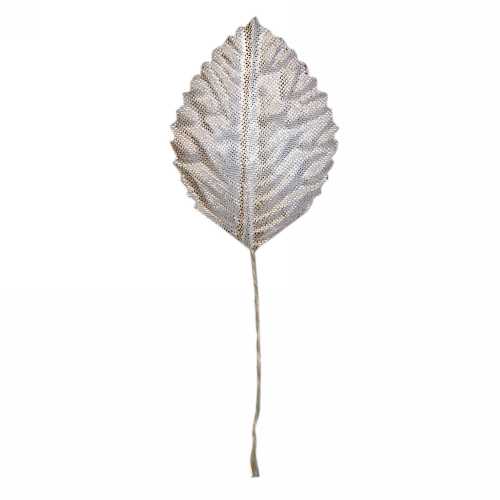 [K1340321] Kado Decoratie Pick Leafs Zilver 6cm Met IJzerdraad 144stuks
