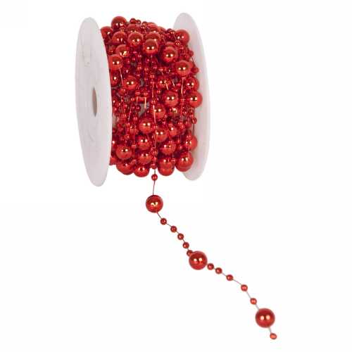 [K1390465] Koord Lint Balletjes Rood Metallic 8mm x 10 meter