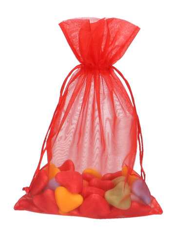 [K1070608] 2 HALEN & 1 BETALEN Organza zakjes Rood Groot XL 20x30cm 10stuks