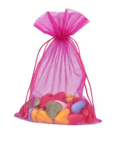[K1070609] Organza zakjes Fuchsia Groot XL 20x30cm 10stuks