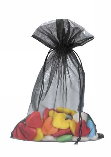 [K1070610] Organza zakjes Zwart Groot XL 20x30cm 10stuks