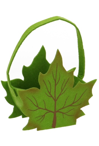 [K1360666] Geschenktasje Herfstblad Groen Vilt Met Hengsels 15x7.5x18cm 6stuks