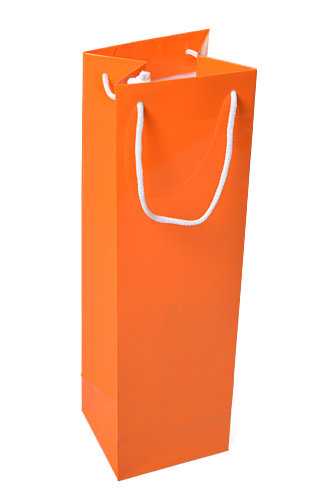 [K1170660] Luxe Wijntasjes Parijs Glans Oranje Met Koord 10x9x38cm 10stuks