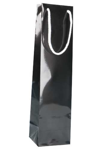 [K1170669] Luxe Wijntasjes Parijs Glans Zwart Met Koord 10x9x38cm 10stuks