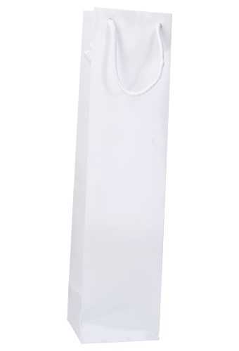 [K1170659] Luxe Wijntasjes Parijs Glans Wit Met Koord 10x9x40cm 10stuks