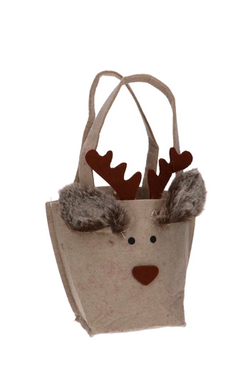 [K1230268] Geschenktasje Vilt Blitzen het Rendier Middel 8x9x24cm 1stuks
