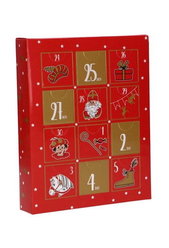 [K1220218] Adventskalender Doosje Sinterklaas 12 vakjes 16x12x3cm 1stuks