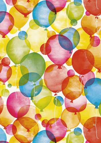 [1050774] Kraft Wit Inpakpapier Watercolour Balloons 60gr 30cm x 250meter