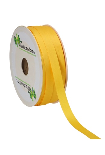 [K1300197] Satijn Dubbel Lint 12mm x 100 meter Donker Geel