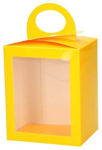 [K1360330] Kadodoosje Met Venster & Hengsel Glans Geel 8.2x6.4x10cm 36stuks