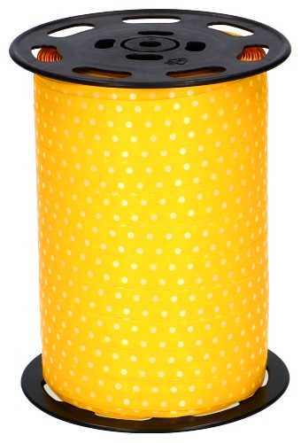 [K1010229] Krullint Dots Wit & Geel 10mm x 225 meter